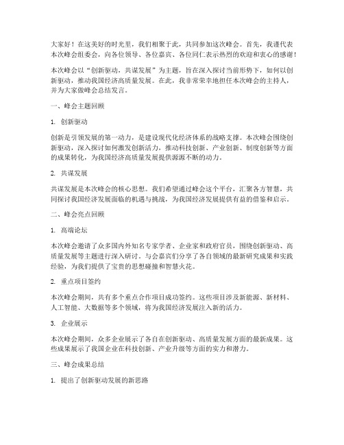 峰会总结发言稿