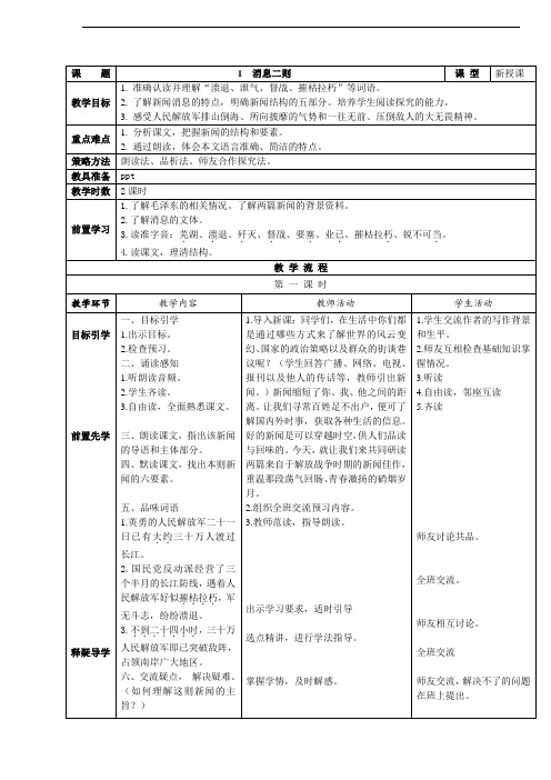 1.《消息二则》学导用教案