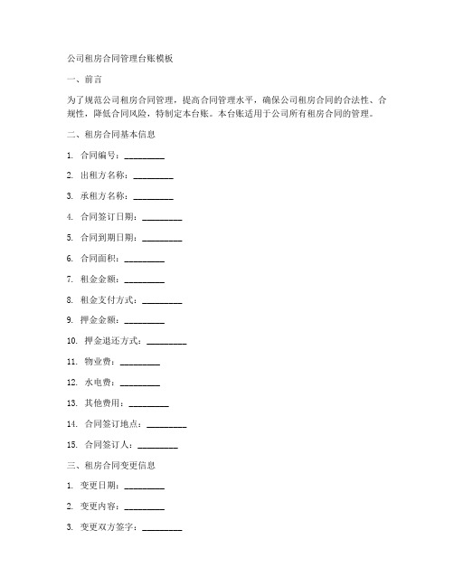 公司租房合同管理台账模板