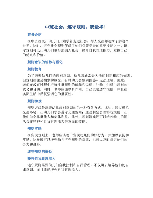 中班社会：遵守规则,我最棒!