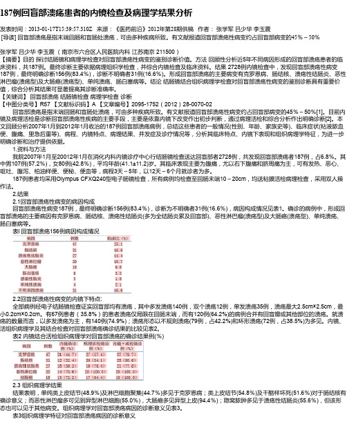 187例回盲部溃疡患者的内镜检查及病理学结果分析