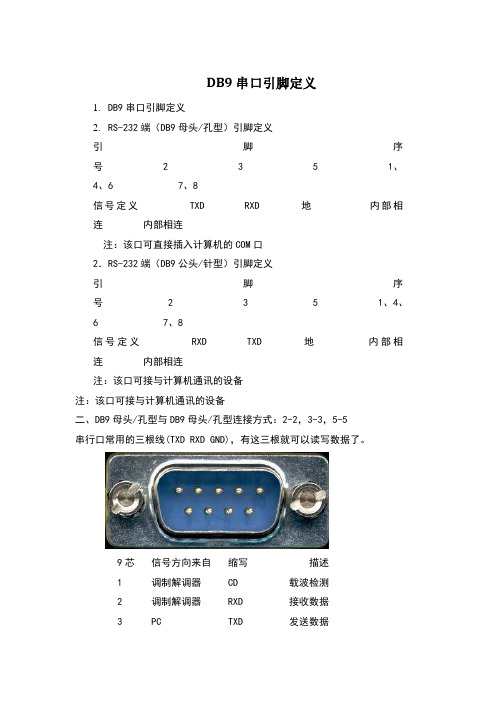 DB9串口引脚定义