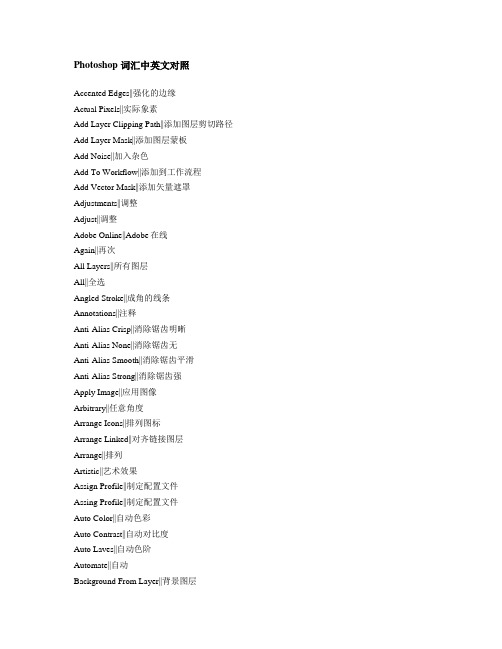 Photoshop 词汇中英文对照