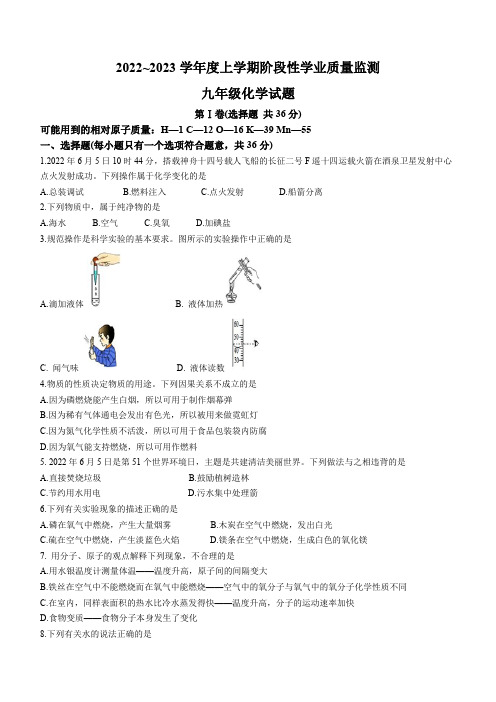 山东省临沂市郯城县2022-2023学年九年级上学期期中线上测试化学试题(含答案)