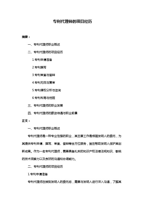 专利代理师的项目经历