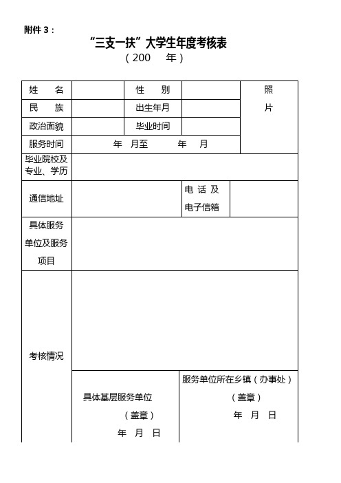 三支一扶年度考核表