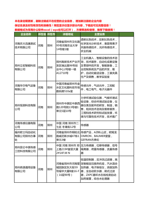 新版河南省郑州传感工商企业公司商家名录名单联系方式大全22家