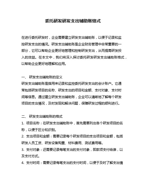 委托研发研发支出辅助账格式