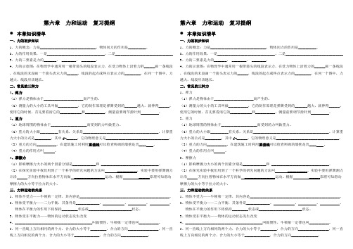 第六章  力和运动  复习提纲