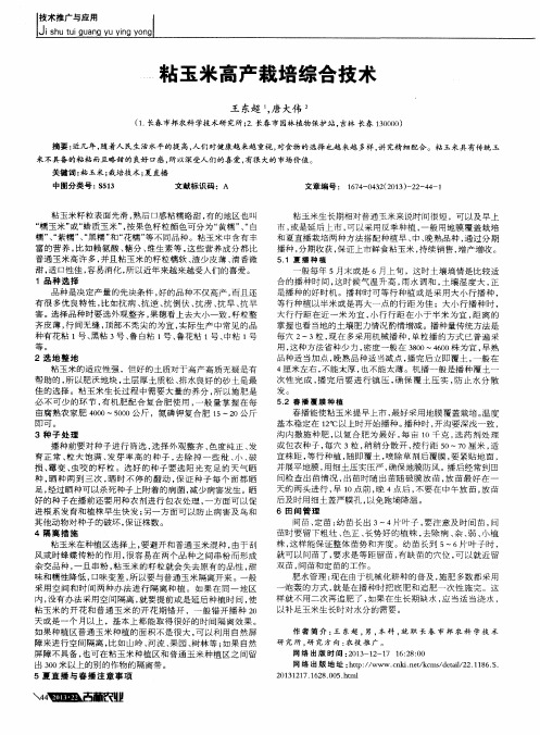 粘玉米高产栽培综合技术