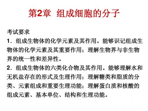 人教版教学课件广东省开平一中七年级生物 第2章 组成细胞的分子 复习课件