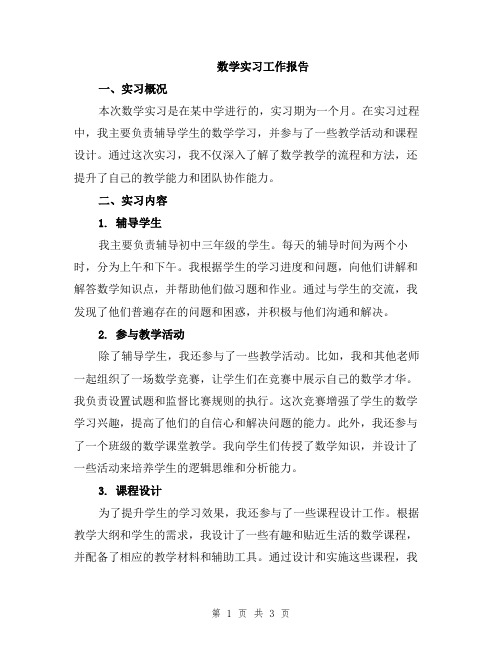 数学实习工作报告