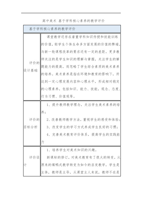 高中美术 基于学科核心素养的教学评价