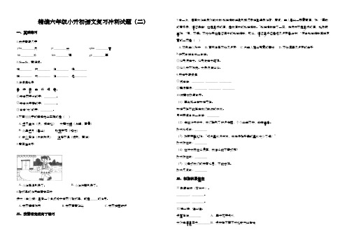 精编六年级小升初语文复习冲刺试题(二) (含答案)