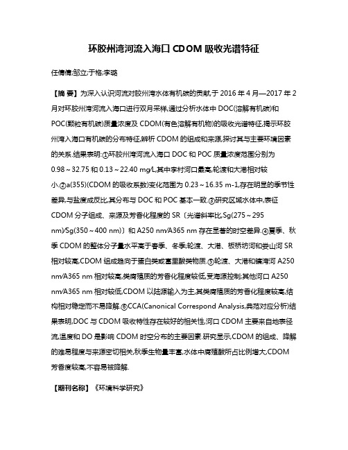 环胶州湾河流入海口CDOM吸收光谱特征