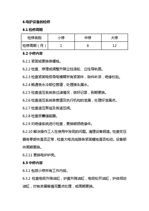 电炉设备检修规程