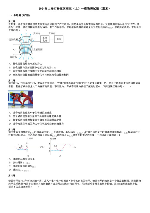 2024届上海市松江区高三(上)一模物理试题(期末)