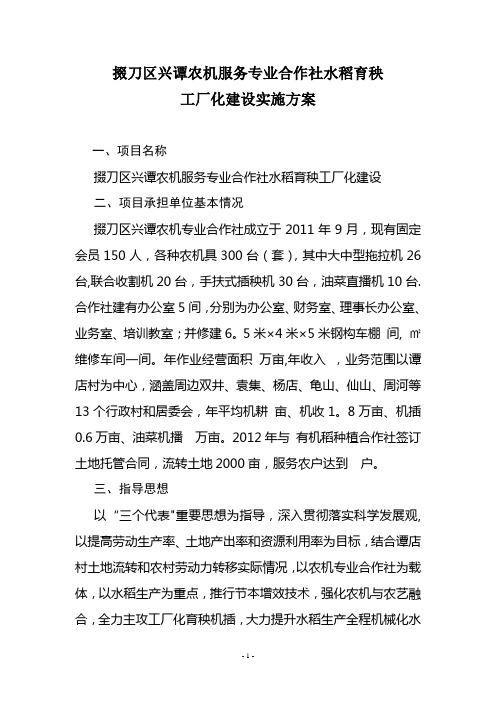 掇刀区兴谭农机服务专业合作社水稻育秧工厂化建设项目实施方案