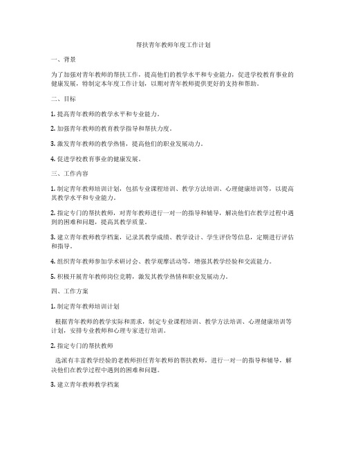 帮扶青年教师年度工作计划