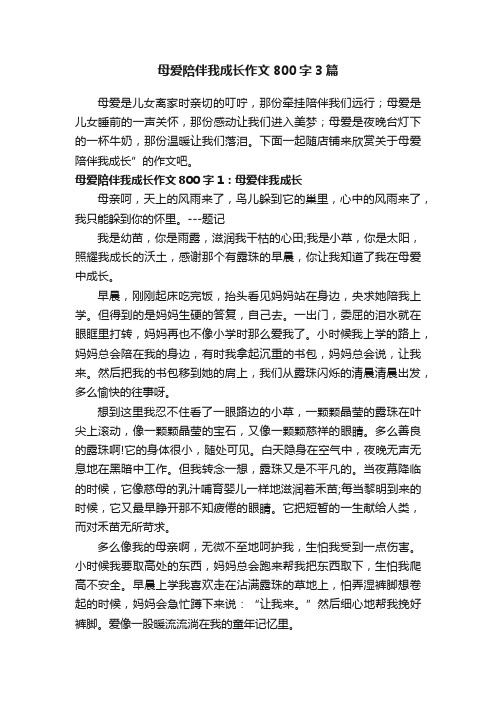 母爱陪伴我成长作文800字3篇