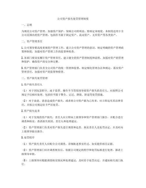 公司资产损失处罚管理制度