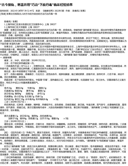 “古今接轨，寒温并用”巧治“下肢丹毒”临床经验拾萃