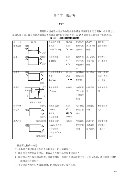 膜分离的种类和特点