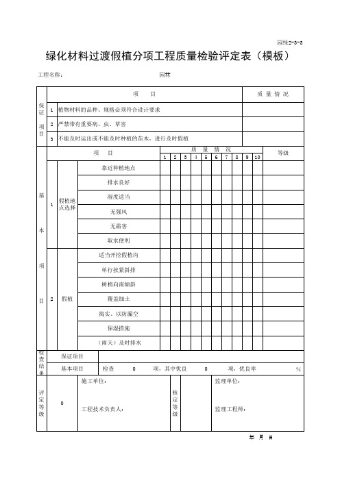 绿化材料过渡假植分项工程质量检验评定表(模板)