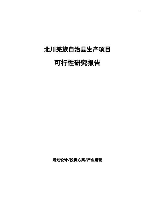 北川羌族自治县项目可行性研究报告(项目申请模板)