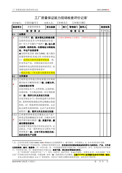 最新质量保证能力评价记录(初评、复评)