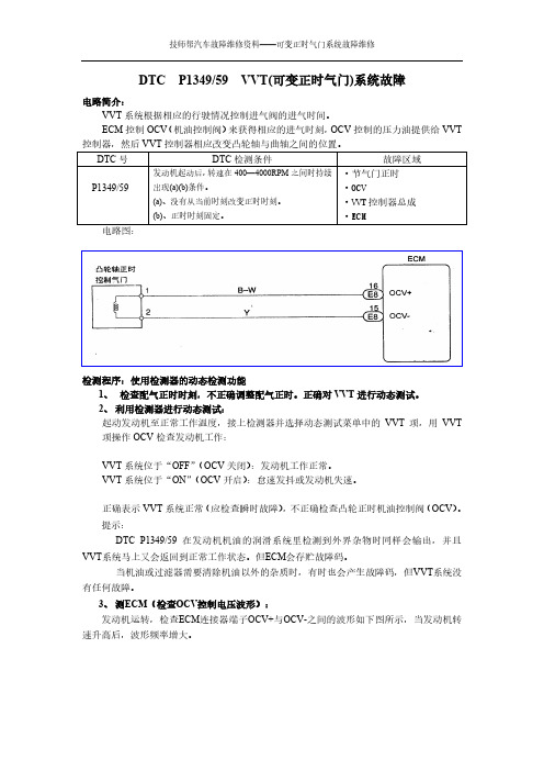 汽车维修技术资料：雷克萨斯VVT 可变正时气门系统故障