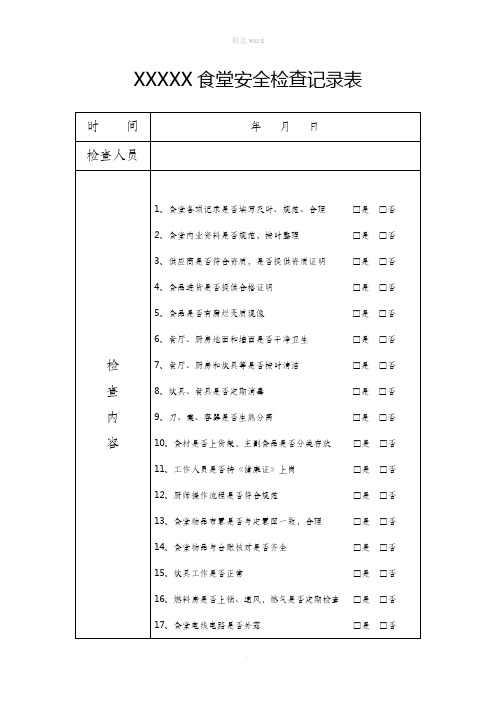 食堂安全检查记录表