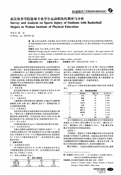 武汉体育学院篮球专业学生运动损伤的调查与分析