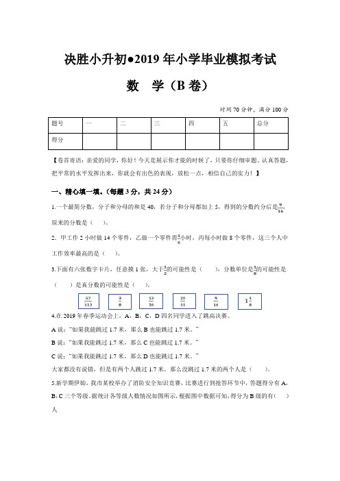 决胜小升初·2019年小学毕业模拟考试数学B卷(含解析)