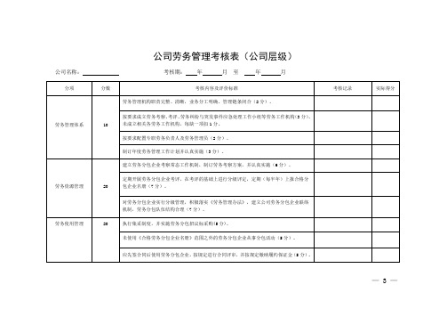 劳务管理考核标准表单