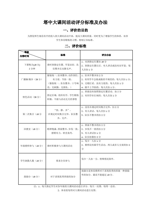 大课间活动评分标准及办法