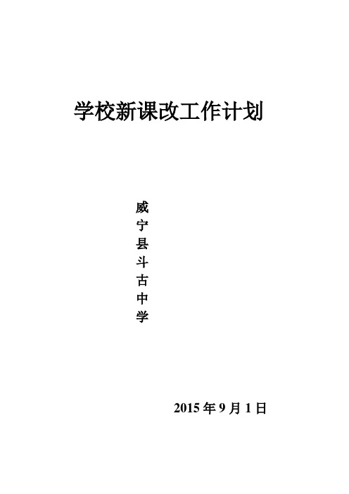 学校新课改工作计划