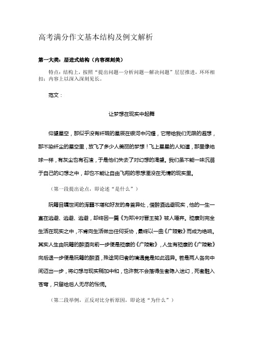 高考满分作文基本结构及例文解析