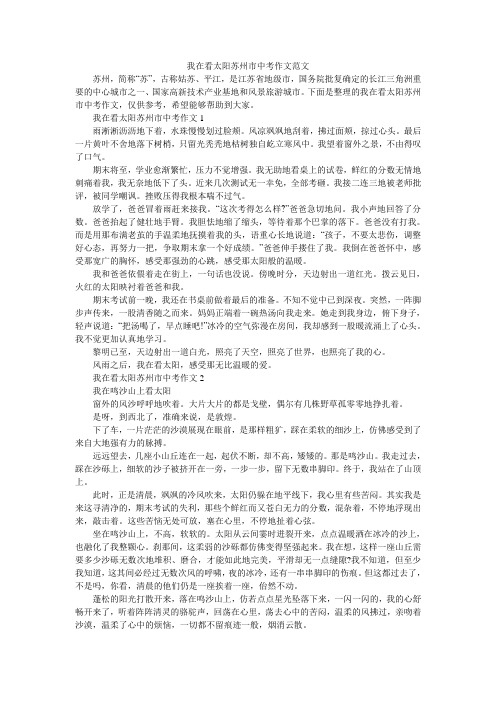 我在看太阳苏州市中考作文范文