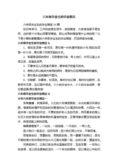 六年级毕业生的毕业赠言14篇