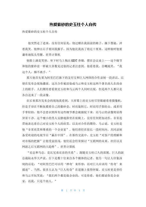 热爱紫砂的史玉柱个人自传