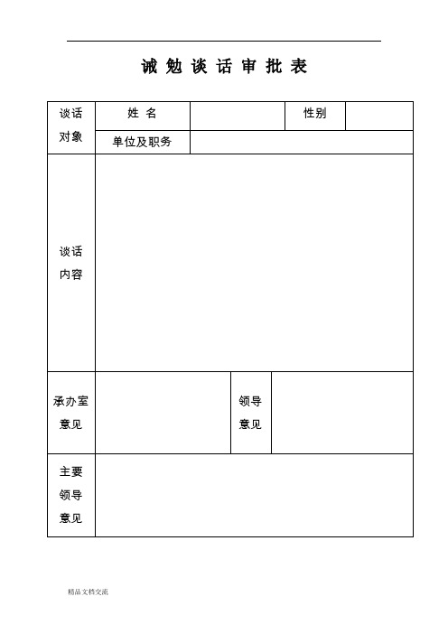 诫 勉 谈 话 审 批 表