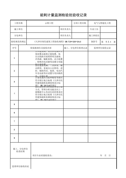 绿色建筑能耗计量监测检验批验收记录