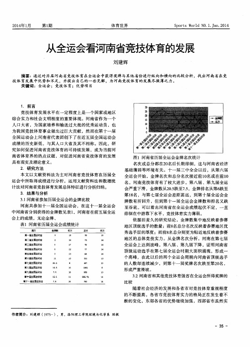 从全运会看河南省竞技体育的发展