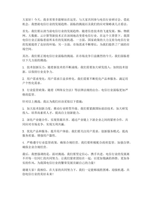 电信行业研讨会发言稿范文