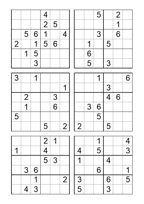 数独6宫格题目2000题(适合初学者