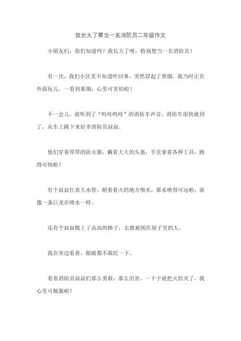 我长大了要当一名消防员二年级作文