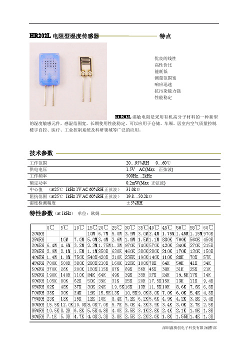 HR202电阻型湿度传感器