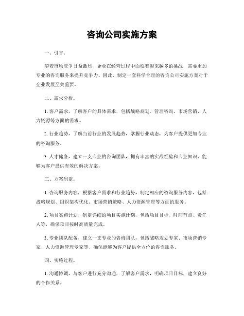 咨询公司实施方案