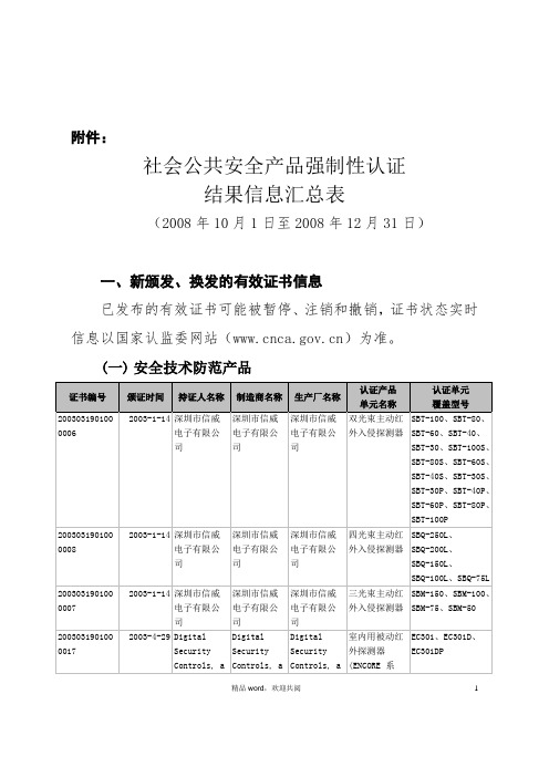 社会公共安全产物强制性认证